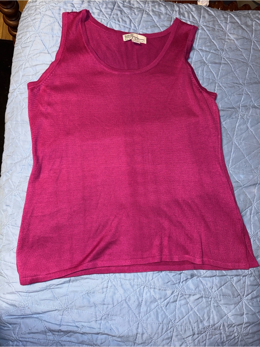 David Meister Bright Fuchsia Scoop Neck Knit Tank